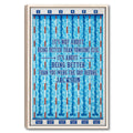 Framed swimming wall art featuring bright blue pool lanes, red lane lines, and an inspirational design