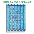 Matte canvas swimming wall art with vibrant pool water, lane markers, and a motivational design