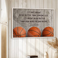 Basketball wall art displayed on a light wood-paneled wall in a bright home interior