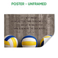 Unframed volleyball poster featuring three blue and yellow volleyballs and motivational artwork