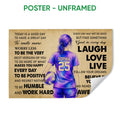 Unframed volleyball poster featuring a purple-uniformed player, volleyball, and uplifting motivational typography
