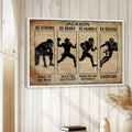 Football wall art displayed in a bright room with four player silhouettes and vintage motivational styling