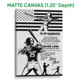 Matte canvas softball wall art featuring a batter, motivational message, and black and white sports design