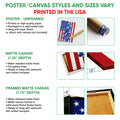 Poster and canvas wall art format guide showing motocross artwork, unframed poster, matte canvas, and framed canvas options