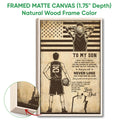 Natural wood framed basketball wall art with a vintage player illustration and motivational father-son design