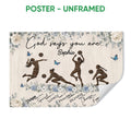 Unframed volleyball poster featuring female players, volleyballs, blue floral accents, and an inspirational message