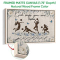 Natural wood framed volleyball canvas with female players, volleyballs, blue flowers, and a faith-inspired design