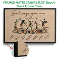 Black framed volleyball canvas wall art with floral border and detailed player silhouettes