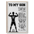 Framed soccer wall art featuring a player silhouette, soccer ball, and heartfelt message