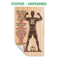 Unframed soccer poster featuring a motivational typography design, soccer player silhouette, and ball