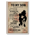 Framed basketball wall art with a mother and son silhouette, heartfelt typography, and vintage floral background
