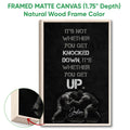 Natural wood framed wrestling wall art with a close-up of the frame and wrestling scene
