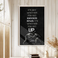 Wrestling wall art displayed in a bright wood-paneled room with neutral home decor