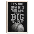 Framed black and white baseball wall art with bold athletic lettering and a vintage-style baseball graphic