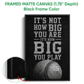 Black framed canvas baseball wall art with a bold monochrome sports design and detailed frame edge