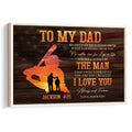 Baseball father and son wall art with batter silhouette, sunset scene, rustic American flag wood background and heartfelt dad quote