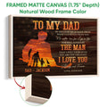 Natural wood framed hockey wall art with father and child silhouettes and a rustic sports theme