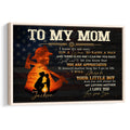Framed firefighter wall art with a mother and child silhouette, stars, and a heartfelt family tribute