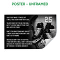 Unframed hockey poster featuring black and white skates, hockey gear, and motivational typography