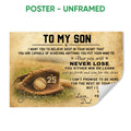 Unframed baseball poster featuring a glove, ball, and motivational message