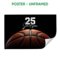 Unframed basketball poster featuring a close-up textured basketball on a black background