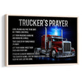 Framed wall art featuring a red semi truck, glowing cross, and faith-inspired prayer design