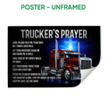 Unframed poster wall art featuring a red semi truck, glowing cross, and faith-inspired prayer artwork