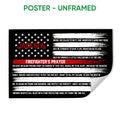 Unframed firefighter prayer poster with distressed flag design in black, white, and red