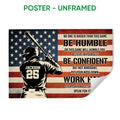 Unframed baseball poster featuring a batter, American flag background, and motivational sports typography