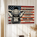 Framed basketball wall art displayed on a light wood-paneled wall in a bright home setting