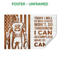 Unframed football poster featuring a player silhouette, football, stars, stripes, and motivational artwork