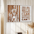 Football wall art displayed on a light wood-paneled wall in a bright, rustic-inspired room