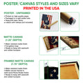 Poster, matte canvas, and framed canvas wall art format guide featuring the baseball catcher design