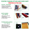 Baseball wall art format guide showing unframed poster, matte canvas, and framed canvas examples