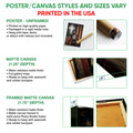 Football wall art format guide showing poster, canvas, and framed canvas presentation options
