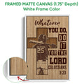 Baseball wall art shown in a white framed canvas with a batter silhouette and warm woodgrain artwork