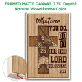 Framed softball canvas wall art with a natural wood frame and close-up view of the frame profile
