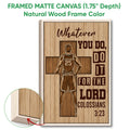 Natural wood framed basketball wall art featuring a player silhouette and inspirational sports lettering