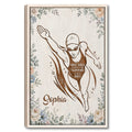 Framed swimming wall art featuring a female swimmer surrounded by soft floral details