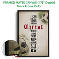 Framed soccer canvas wall art shown with a black frame and a close-up of the textured canvas surface