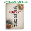 Matte canvas football wall art with a faith-inspired message, vintage stadium imagery, and football detail
