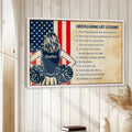Cheerleading wall art displayed in a bright room with a cheerleader, pom-poms and motivational design