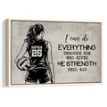 Framed volleyball wall art featuring a player holding a volleyball beside an inspirational message
