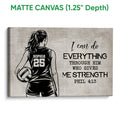 Matte canvas volleyball wall art showing a player with a volleyball and bold inspirational typography