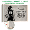 Natural wood framed volleyball wall art featuring a player holding a volleyball