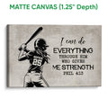 Matte canvas softball wall art showing a batter silhouette and inspirational lettering on a textured background