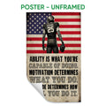 Unframed football poster featuring a helmeted player, American flag background, and motivational sports design