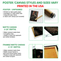 Poster and canvas wall art option guide featuring the motocross rider design in unframed and framed formats