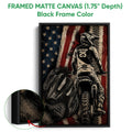 Black framed canvas wall art with a motocross rider and close-up detail of the textured artwork