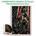 Natural wood framed motocross wall art featuring a dirt bike rider and detailed textured design